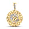 Image 1 : 1/5 CTW Mens Round Diamond Medusa Circle Charm Pendant 10kt Yellow Gold - REF-61X4T