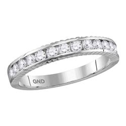 1/2 CTW Womens Round Diamond Wedding Anniversary Band Ring 14kt White Gold - REF-54X5T
