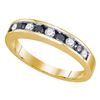 Image 1 : 1/2 CTW Womens Round Blue Color Enhanced Diamond Band Ring 10kt Yellow Gold - REF-34H8R