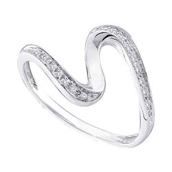1/20 CTW Womens Round Diamond S Curve Band Ring 10kt White Gold - REF-11F6W
