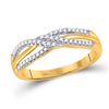 Image 1 : 1/6 CTW Womens Round Diamond Crossover Band Ring 10kt Yellow Gold - REF-15Y2N