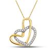 Image 1 : 1/12 CTW Womens Round Diamond Heart Pendant 10kt Yellow Gold - REF-9Y5N