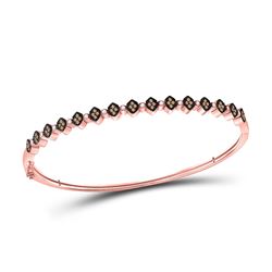 1/2 CTW Womens Round Brown Diamond Stackable Bangle Bracelet 10kt Rose Gold - REF-61F4W