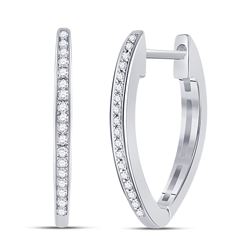 1/10 CTW Womens Round Diamond Hoop Earrings 10kt White Gold - REF-17N6A