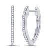 Image 1 : 1/10 CTW Womens Round Diamond Hoop Earrings 10kt White Gold - REF-17N6A