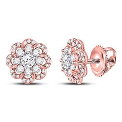 1/2 CTW Womens Round Diamond Halo Earrings 10kt Two-tone Gold - REF-40F8W