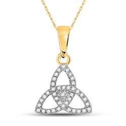 1/8 CTW Womens Round Diamond Triquetra Fashion Pendant 10kt Yellow Gold - REF-10V9Y