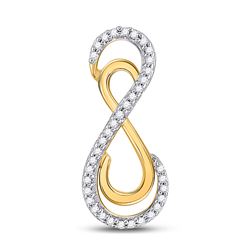 1/10 CTW Womens Round Diamond Vertical Double Infinity Pendant 10kt Yellow Gold - REF-10X9T