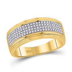 1/3 CTW Mens Round Diamond Band Ring 10kt Yellow Gold - REF-54V5Y