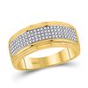 Image 1 : 1/3 CTW Mens Round Diamond Band Ring 10kt Yellow Gold - REF-54V5Y