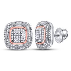 1/6 CTW Womens Round Diamond Square Cluster Earrings 10kt Two-tone Gold - REF-34A3M