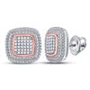 Image 1 : 1/6 CTW Womens Round Diamond Square Cluster Earrings 10kt Two-tone Gold - REF-34A3M