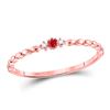 Image 1 : 0.03 CTW Womens Round Ruby Diamond Stackable Band Ring 10kt Rose Gold - REF-8M3F
