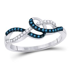 1/5 CTW Womens Round Blue Color Enhanced Diamond Fashion Ring 10kt White Gold - REF-16N4A