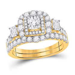 2 CTW Princess Diamond Bridal Wedding Ring 14kt Yellow Gold - REF-224R9X