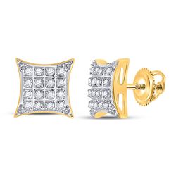 1/10 CTW Womens Round Diamond Square Kite Stud Earrings 10kt Yellow Gold - REF-13N5A