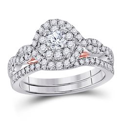 1 CTW Round Diamond Bridal Wedding Ring 14kt Two-tone Gold - REF-122M6F