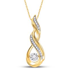1/10 CTW Womens Round Diamond Moving Twinkle Fashion Pendant 10kt Yellow Gold - REF-17W6H