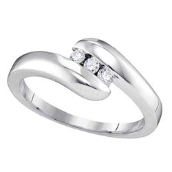 1/8 CTW Womens Round Diamond 3-stone Promise Ring 10kt White Gold - REF-22V5Y