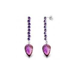 Genuine 22.1 ctw Amethyst Earrings 14KT White Gold - REF-69Y2F