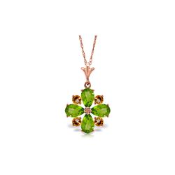 Genuine 2.43 ctw Peridot & Citrine Necklace 14KT Rose Gold - REF-29A7K