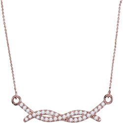 1/4 CTW Womens Round Diamond Twist Fashion Necklace 10kt Rose Gold - REF-24M5F