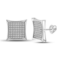 1/2 CTW Womens Round Diamond Square Earrings 10kt White Gold - REF-23V3Y