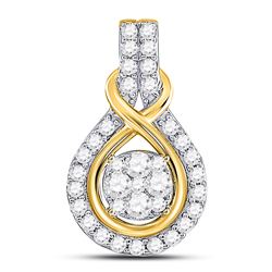 1/2 CTW Womens Round Diamond Cluster Pendant 10kt Yellow Gold - REF-38T2V
