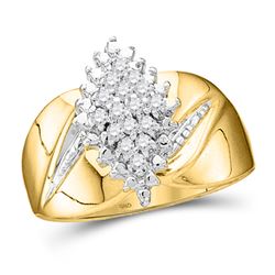 1/8 CTW Womens Round Prong-set Diamond Oval Cluster Ring 10kt Yellow Gold - REF-25A9M