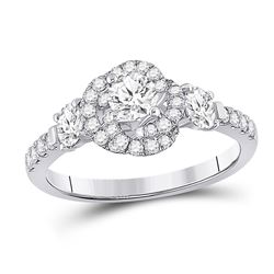 1 CTW Round Diamond Solitaire Bridal Wedding Engagement Ring 14kt White Gold - REF-148M6F