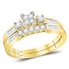 Image 1 : 3/8 CTW Princess Diamond Bridal Wedding Ring 10kt Yellow Gold - REF-32N6A