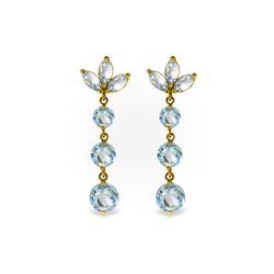 Genuine 8.7 ctw Aquamarine Earrings 14KT Yellow Gold - REF-78P7H