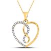 Image 1 : 1/8 CTW Womens Round Diamond Infinity Heart Pendant 10kt Yellow Gold - REF-12W2H
