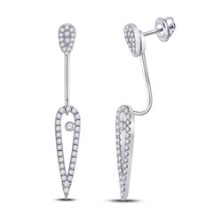 1/2 CTW Womens Round Diamond Fashion Earrings 14kt White Gold - REF-57R3X