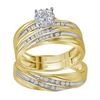 Image 1 : 3/8 CTW His Hers Round Diamond Cluster Matching Wedding Set 10kt Yellow Gold - REF-58V2Y