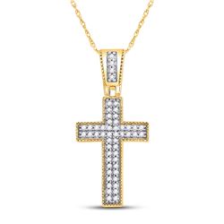 1/6 CTW Womens Round Diamond Roman Cross Pendant 10kt Yellow Gold - REF-19H2R