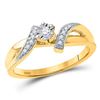 Image 1 : 1/10 CTW Womens Round Diamond Solitaire Promise Ring 10kt Yellow Gold - REF-26V5Y