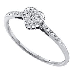 1/20 CTW Womens Round Diamond Slender Heart Ring 14kt White Gold - REF-14X2T