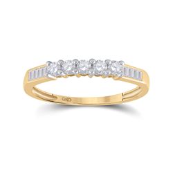 1/3 CTW Womens Round Diamond Wedding 5-Stone Anniversary Band Ring 14kt Yellow Gold - REF-23W3H