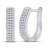 Image 1 : 3/8 CTW Womens Round Diamond Oblong Hoop Earrings 10kt White Gold - REF-34T3V