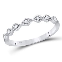 1/10 CTW Womens Round Diamond Stackable Band Ring 14kt White Gold - REF-17H6R