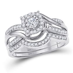 1/2 CTW Round Diamond Bridal Wedding Ring 10kt Two-tone Gold - REF-45V2Y