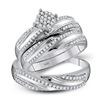 Image 1 : 1/2 CTW His Hers Round Diamond Cluster Matching Wedding Set 10kt White Gold - REF-47T6V