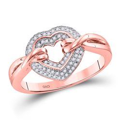 1/5 CTW Womens Round Diamond Heart Ring 10kt Rose Gold - REF-29V4Y