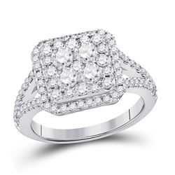 1 & 1/2 CTW Round Diamond Right Hand Cluster Ring 14kt White Gold - REF-152H3R