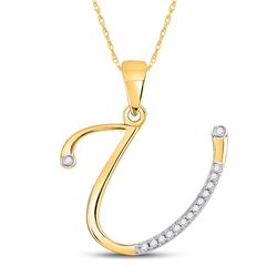 1/12 CTW Womens Round Diamond U Initial Letter Pendant 10kt Yellow Gold - REF-9H5R