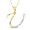 Image 1 : 1/12 CTW Womens Round Diamond U Initial Letter Pendant 10kt Yellow Gold - REF-9H5R
