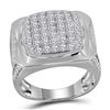 Image 1 : 2 & 7/8 CTW Mens Round Diamond Square Cluster Ring 10kt White Gold - REF-190N8A