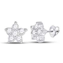3/8 CTW Womens Round Diamond Star Cluster Earrings 10kt White Gold - REF-20X5T