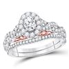 Image 1 : 1 CTW Oval Diamond Bridal Wedding Ring 14kt Two-tone Gold - REF-143R2X